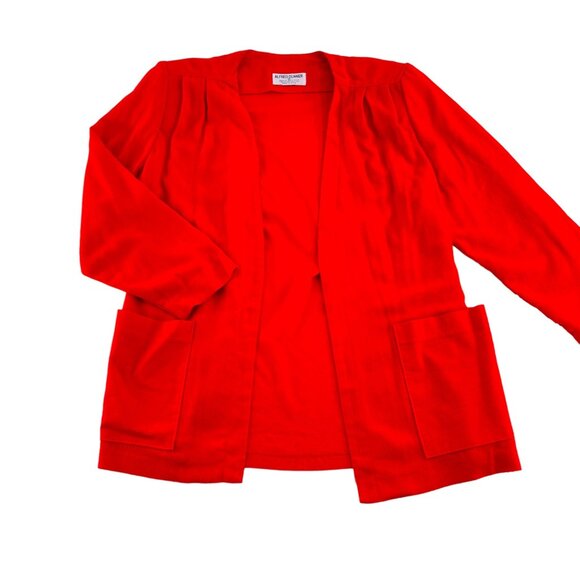Alfred Dunner Womens Red Open Front Cardigan Jacket With Pockets Size Small - Picture 1 of 4
